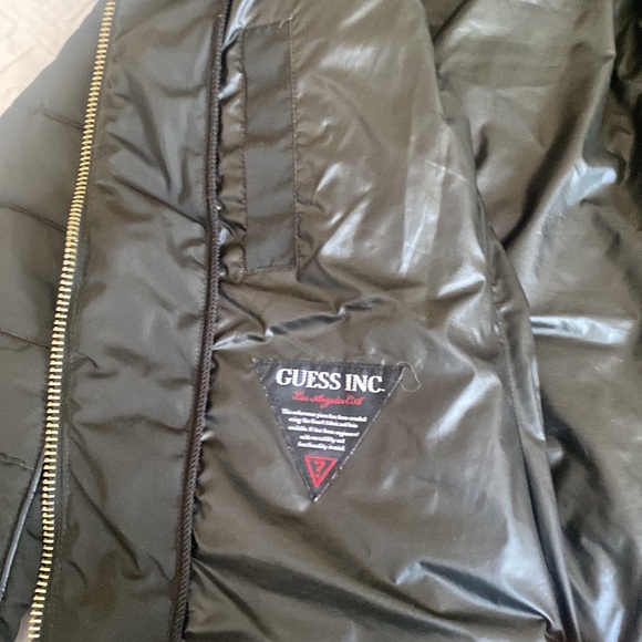 Guess Green Puffer Jacket with hood & Gold Detailing - Picture 3 of 4